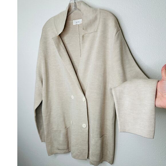The Row Chopok Cream Double Breasted Wool & Silk Cardigan Sweater Jacket L - Picture 1 of 13